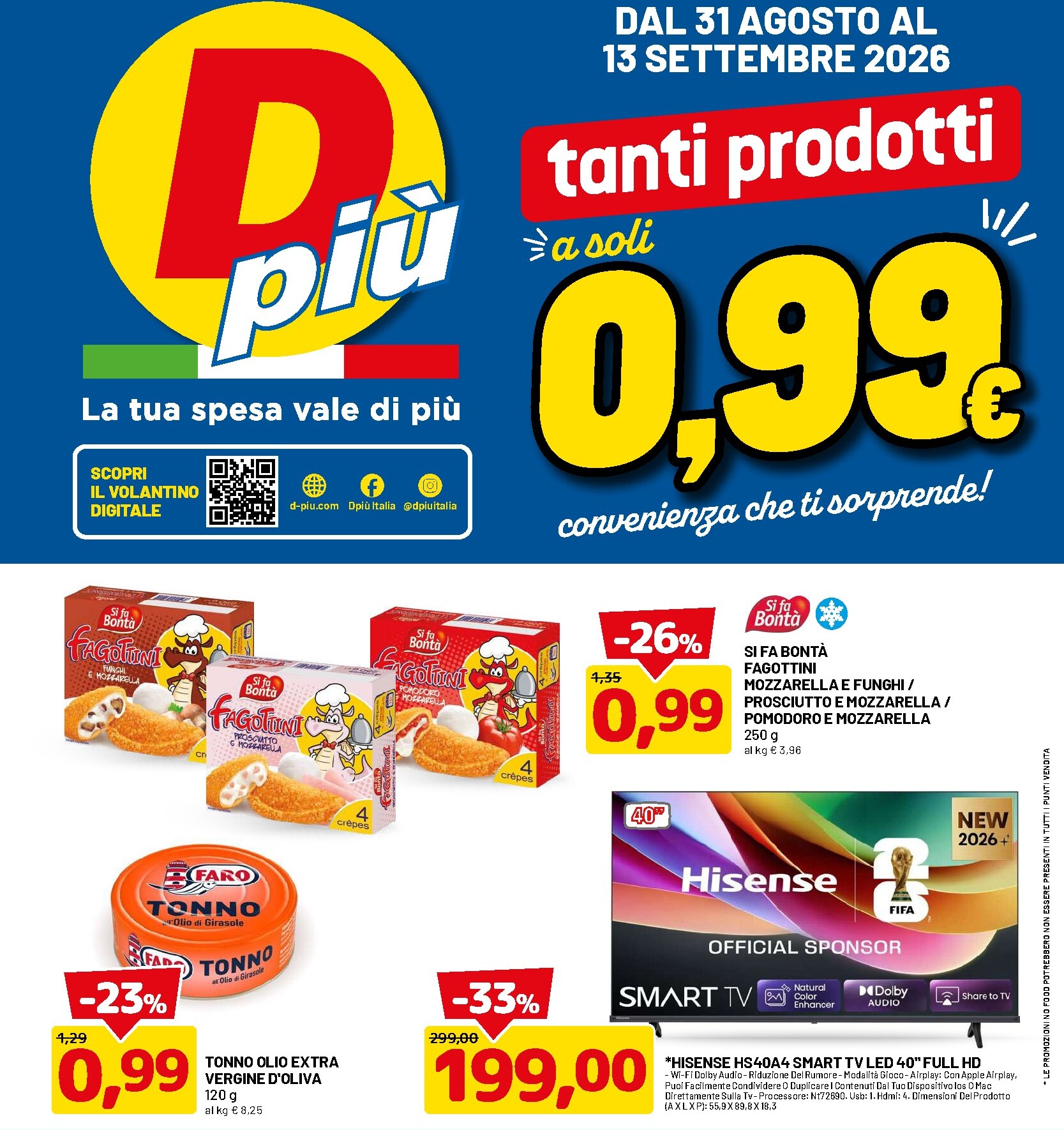 dpiu - Volantino DPiù per la prossima settimana dal lunedì 31/08/2026 al domenica 13/09/2026