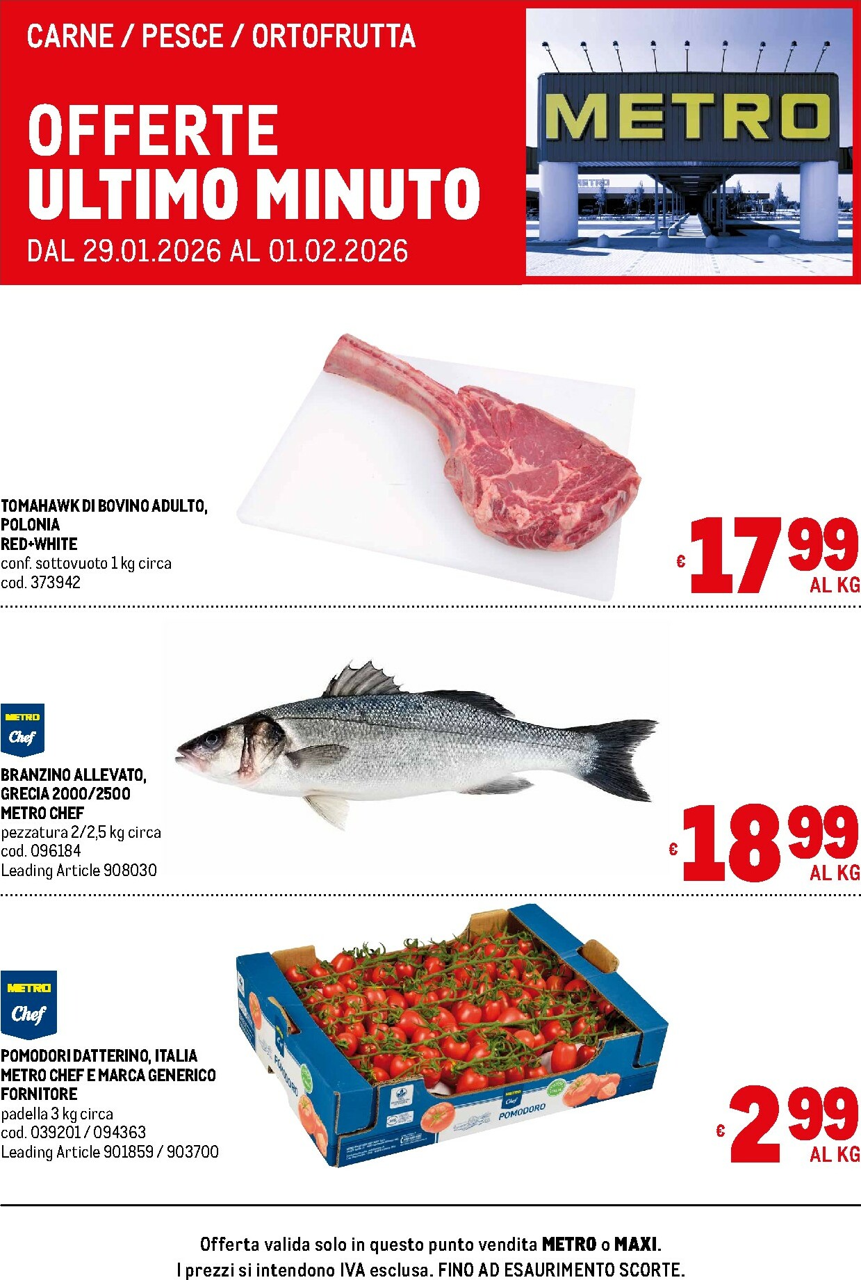 metro - Volantino Metro - Offerte Freschissimi valido dal 29/01 al 01/02 - page: 1