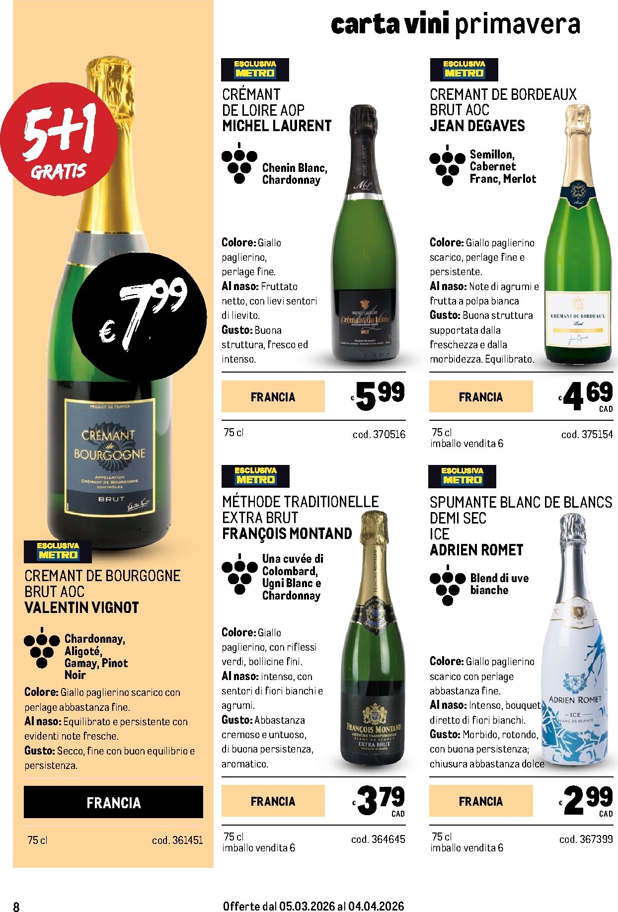 metro - Volantino Metro - Carta Vini valido dal 05/03/2026 al 04/04/2026 - page: 8