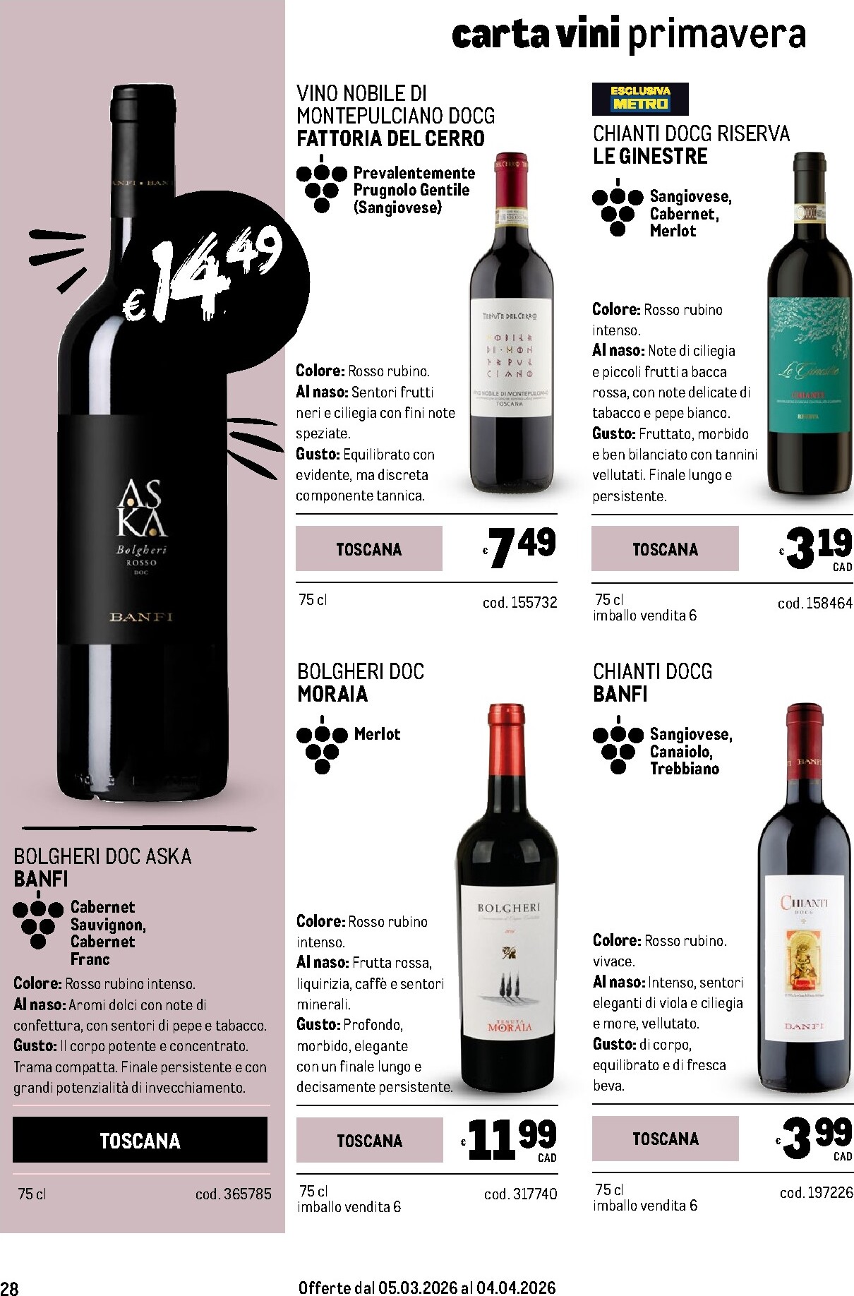 metro - Volantino Metro - Carta Vini valido dal 05/03/2026 al 04/04/2026 - page: 28