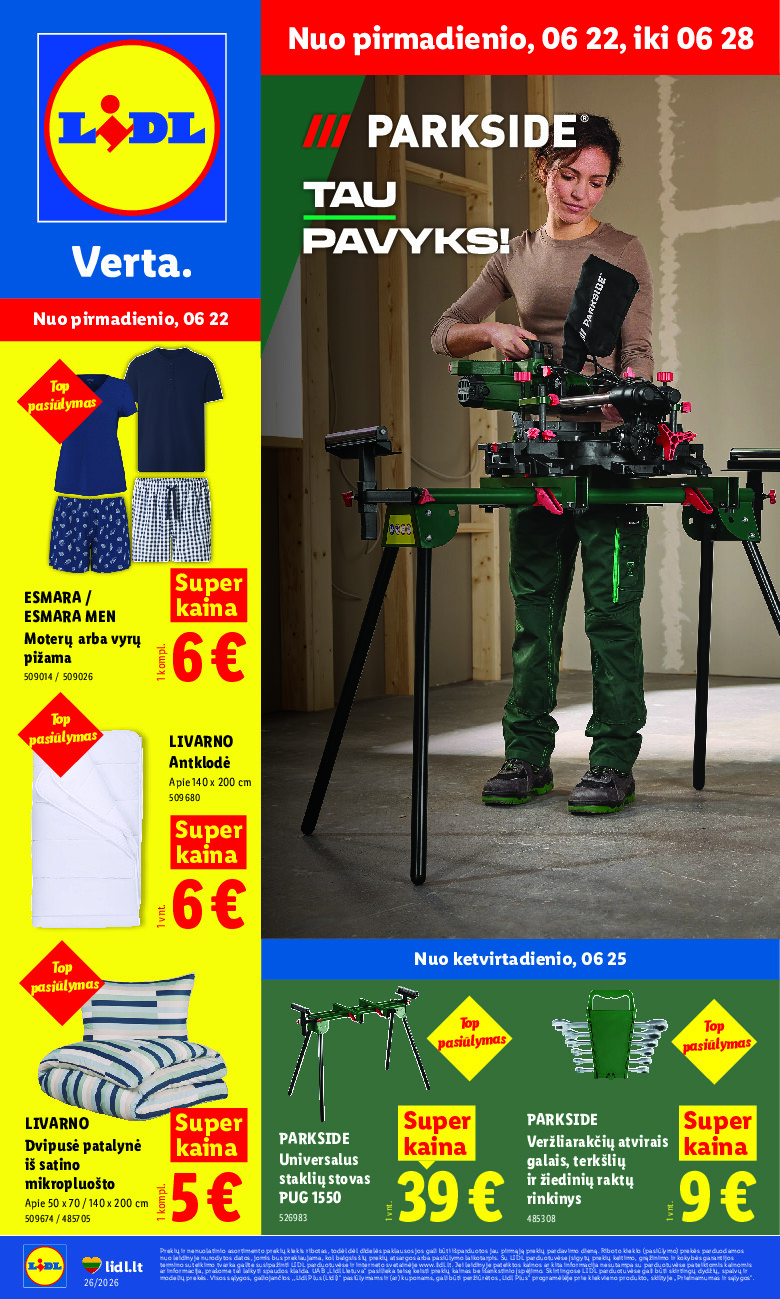 lidl - NE MAISTO PREKIŲ PASIŪLYMAI (2026-06-22 - 2026-06-28)