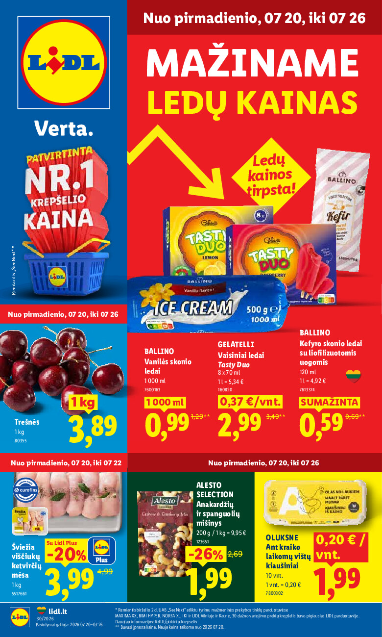 lidl - MAISTO PREKIŲ PASIŪLYMAI (2026-07-20 - 2026-07-26)