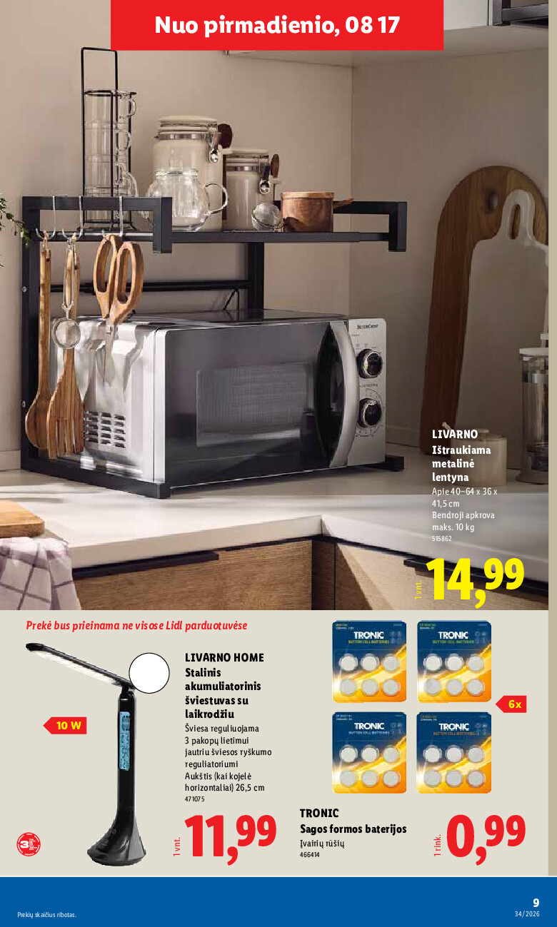 lidl - NE MAISTO PREKIŲ PASIŪLYMAI (2026-08-17 - 2026-08-23) - page: 9
