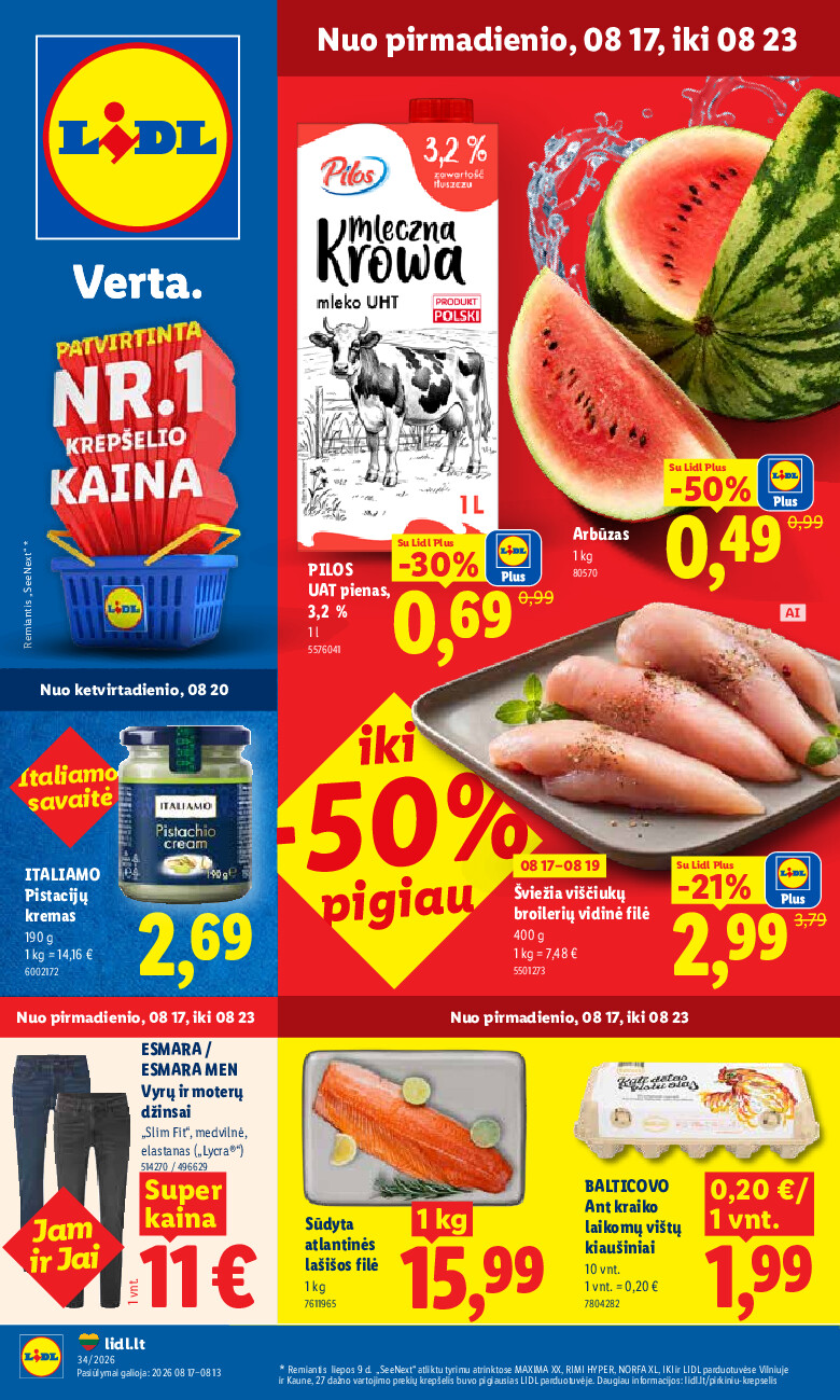 lidl - MAISTO PREKIŲ PASIŪLYMAI (2026-08-17 - 2026-08-23)