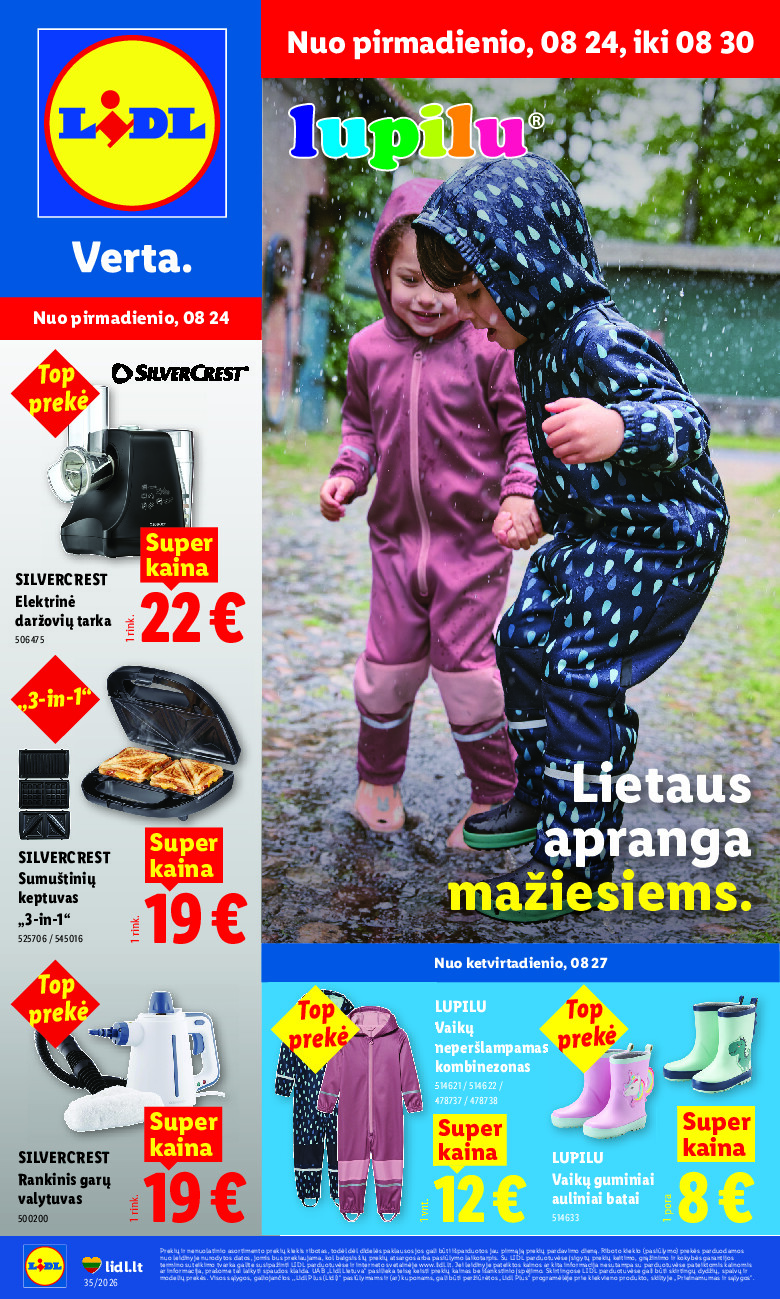 lidl - NE MAISTO PREKIŲ PASIŪLYMAI (2026-08-24 - 2026-08-30)
