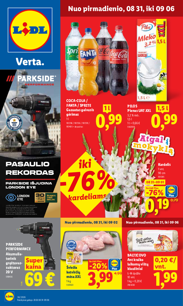 lidl - MAISTO PREKIŲ PASIŪLYMAI (2026-08-31 - 2026-09-06)