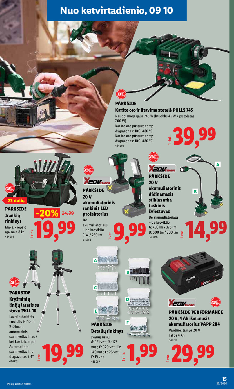 lidl - NE MAISTO PREKIŲ PASIŪLYMAI (2026-09-07 - 2026-09-13) - page: 15