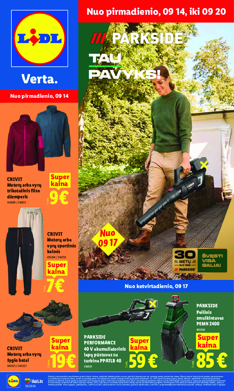 lidl - NE MAISTO PREKIŲ PASIŪLYMAI (2026-09-14 - 2026-09-20)