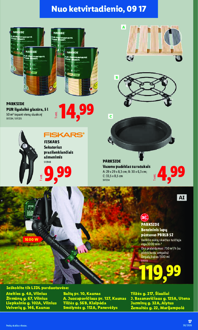 lidl - NE MAISTO PREKIŲ PASIŪLYMAI (2026-09-14 - 2026-09-20) - page: 17