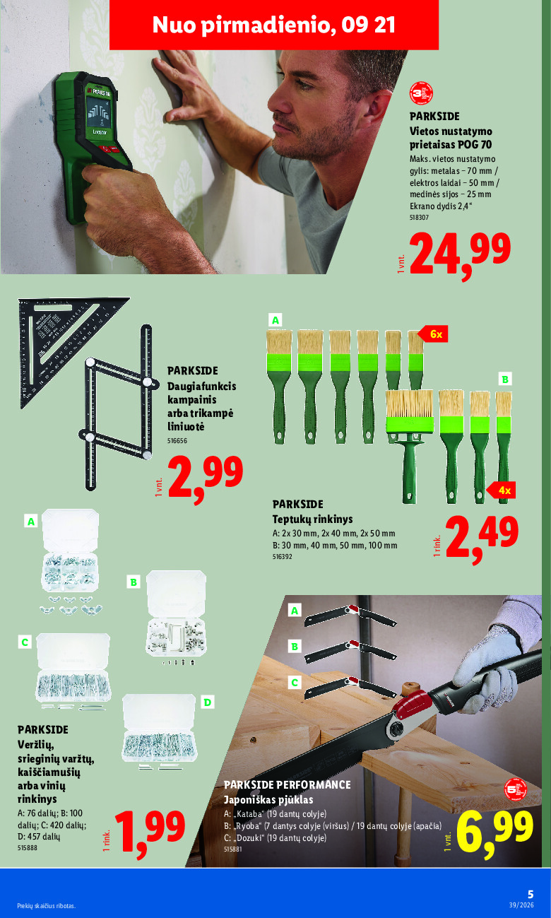 lidl - NE MAISTO PREKIŲ PASIŪLYMAI (2026-09-21 - 2026-09-27) - page: 5
