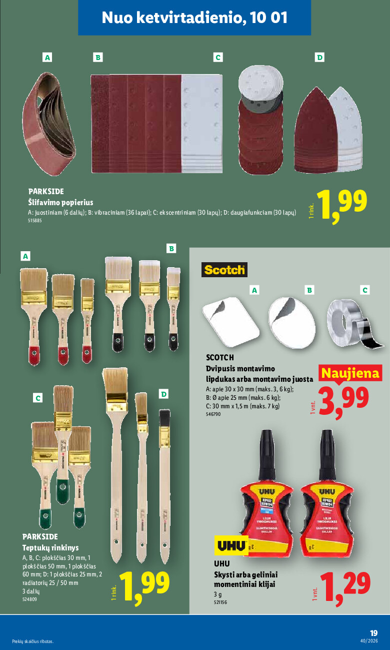 lidl - NE MAISTO PREKIŲ PASIŪLYMAI (2026-09-28 - 2026-10-04) - page: 19