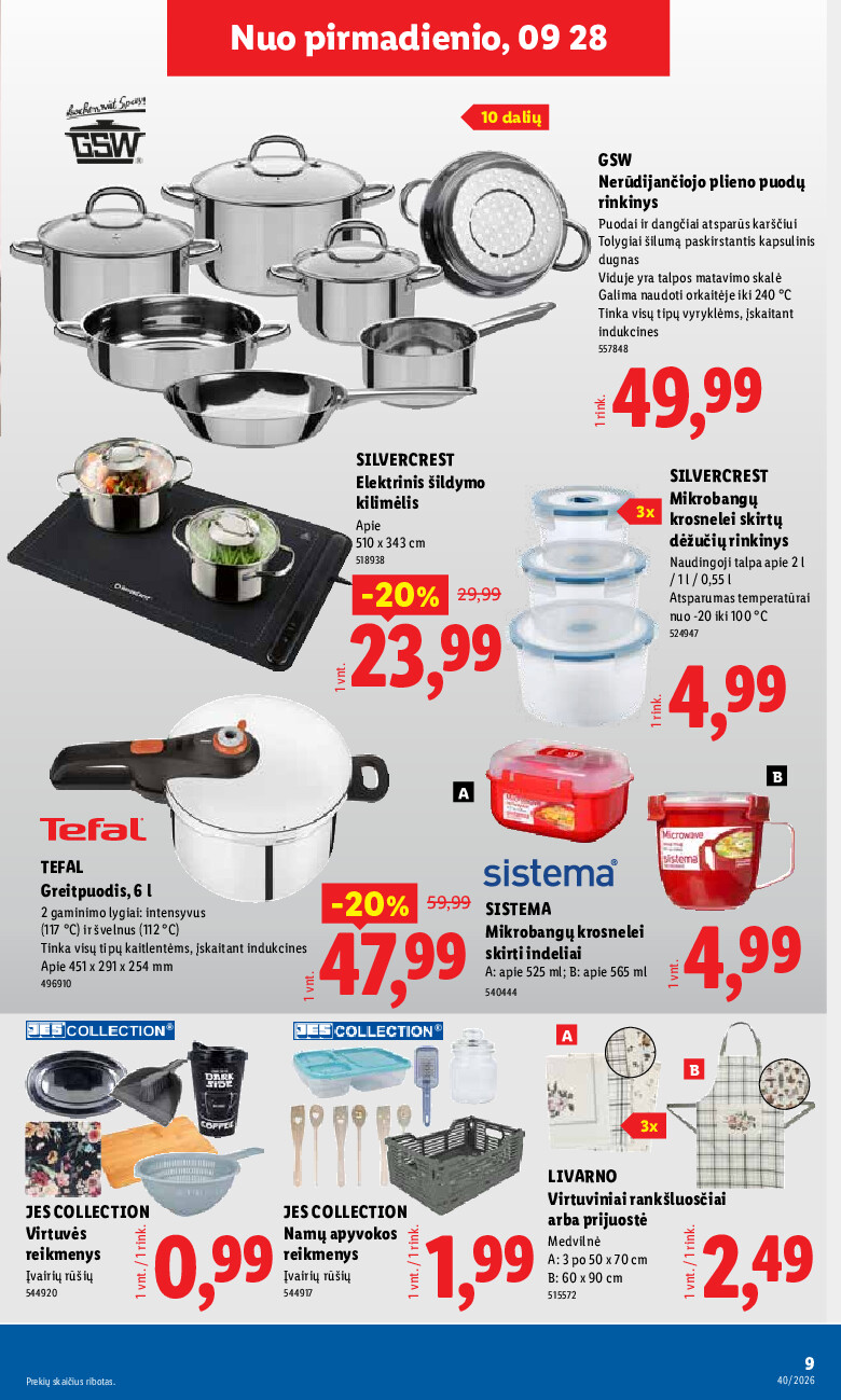 lidl - NE MAISTO PREKIŲ PASIŪLYMAI (2026-09-28 - 2026-10-04) - page: 9