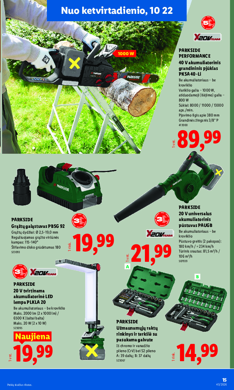 lidl - NE MAISTO PREKIŲ PASIŪLYMAI (2026-10-19 - 2026-10-25) - page: 15