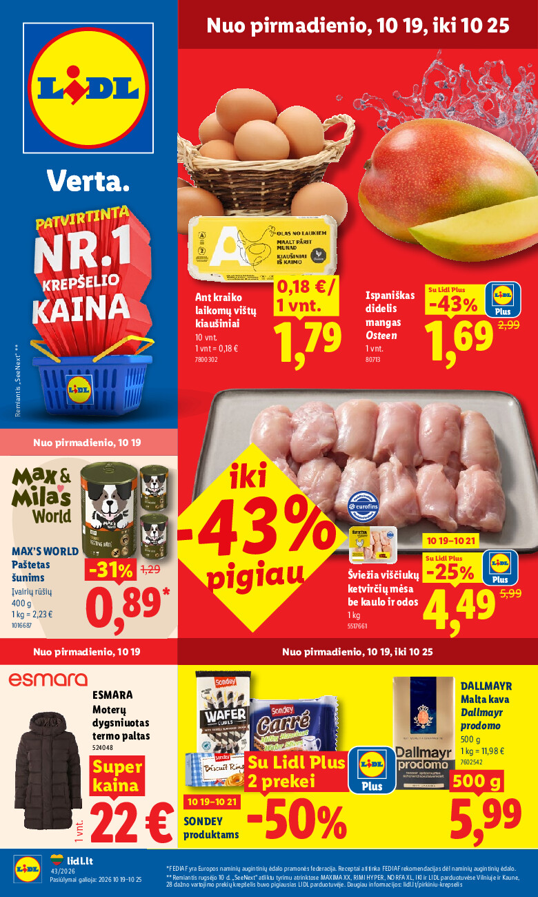 lidl - MAISTO PREKIŲ PASIŪLYMAI (2026-10-19 - 2026-10-25) - page: 1