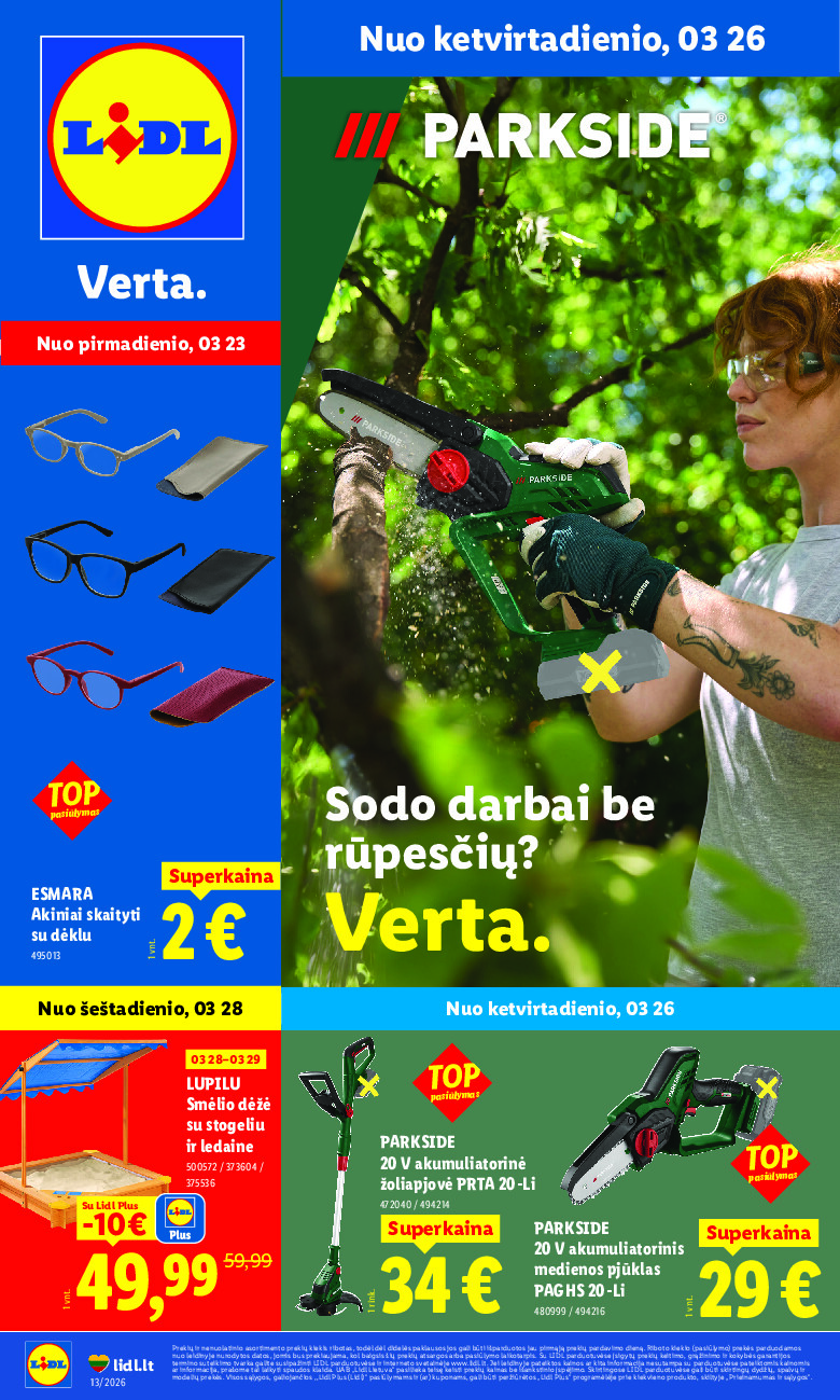 lidl - NE MAISTO PREKIŲ PASIŪLYMAI (2026-03-23 - 2026-03-29)
