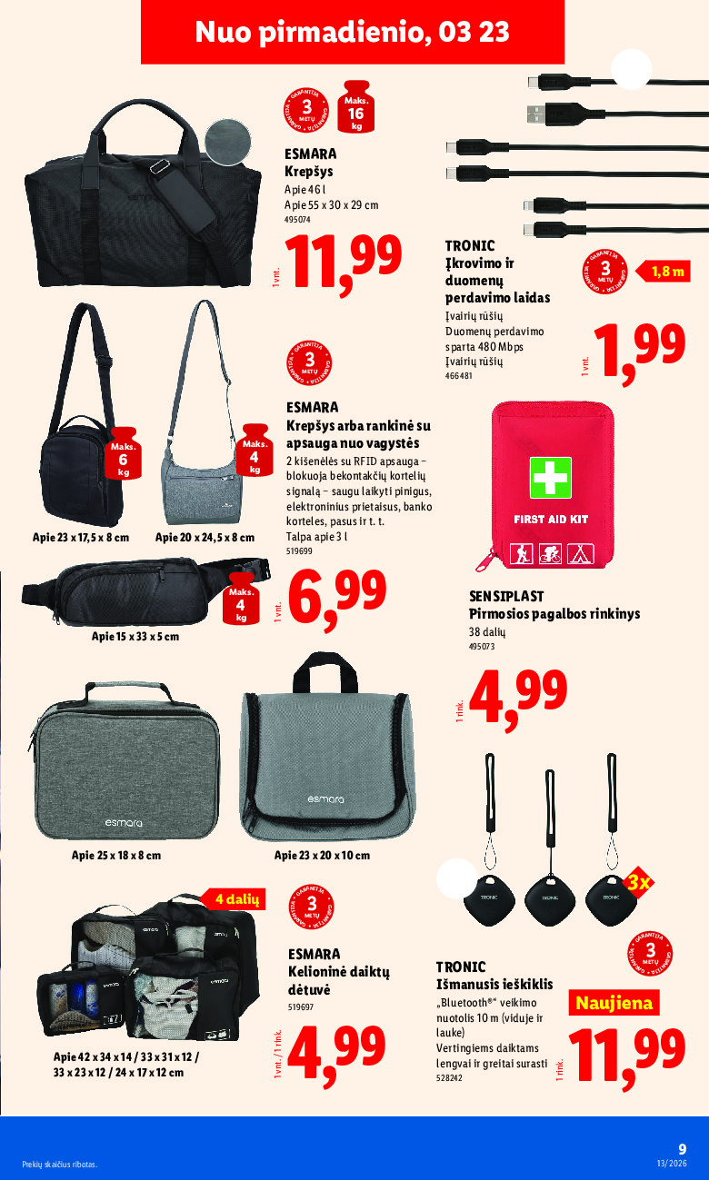 lidl - NE MAISTO PREKIŲ PASIŪLYMAI (2026-03-23 - 2026-03-29) - page: 9