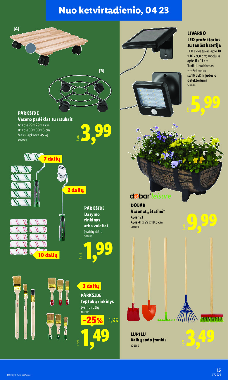 lidl - NE MAISTO PREKIŲ PASIŪLYMAI (2026-04-20 - 2026-04-26) - page: 15