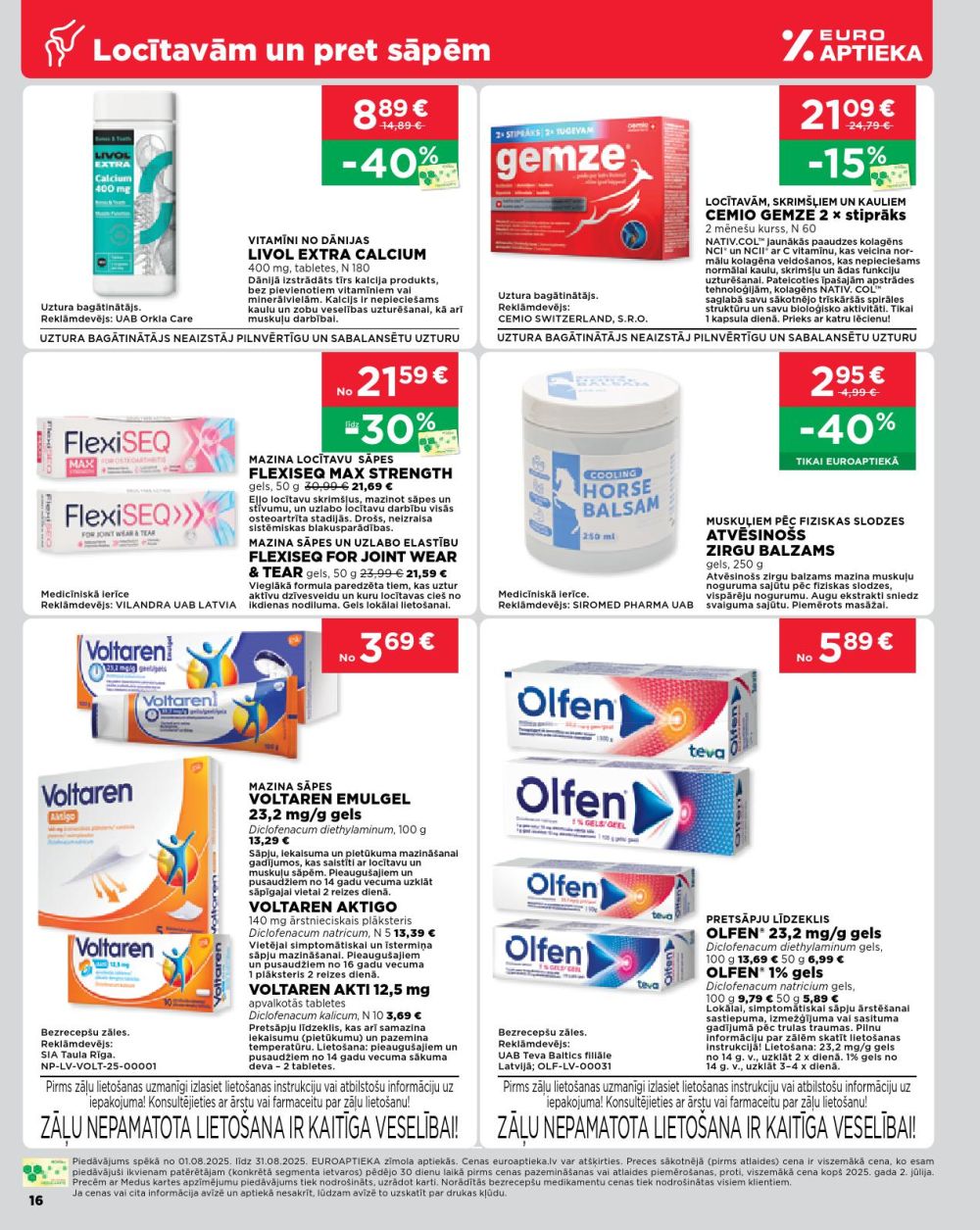 euroaptieka - EUROAPTIEKA (01.08.2025 - 31.08.2025) - page: 16