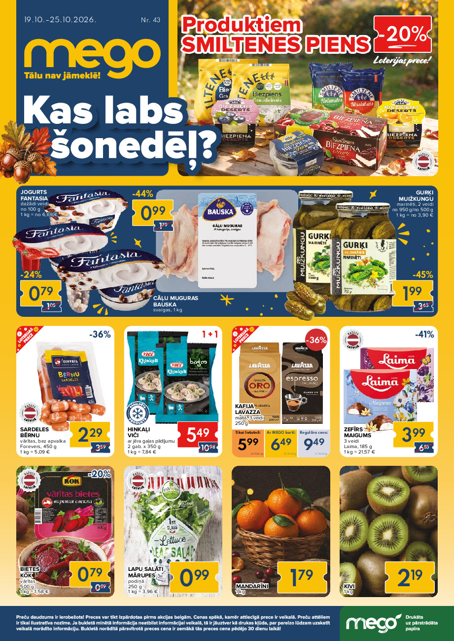 mego - Kas labs šonedēļ? Buklets Nr. 43 (2026-10-19 - 2026-10-25)