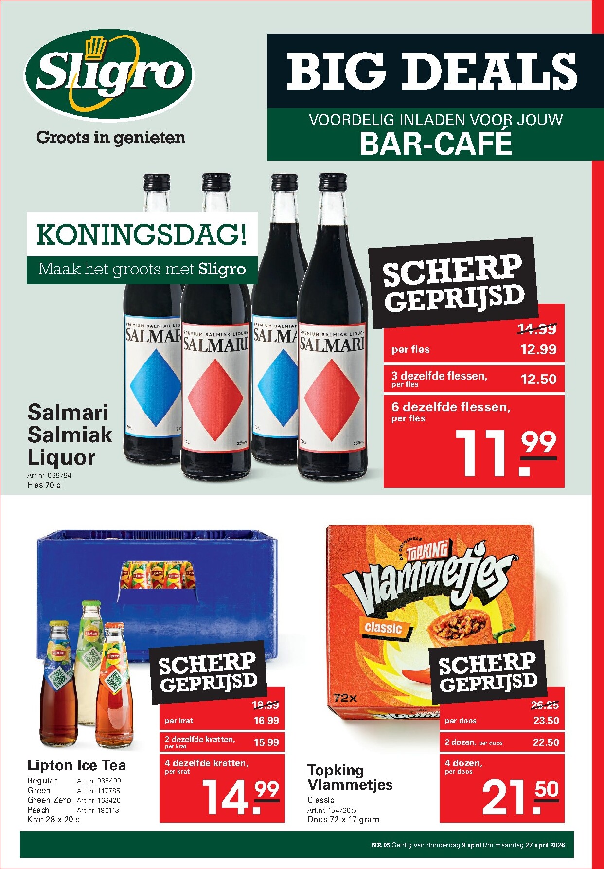 sligro - Huidige Sligro - Bigdeals Bar-café folder geldig van donderdag 09-04-2026 tot maandag 27-04-2026