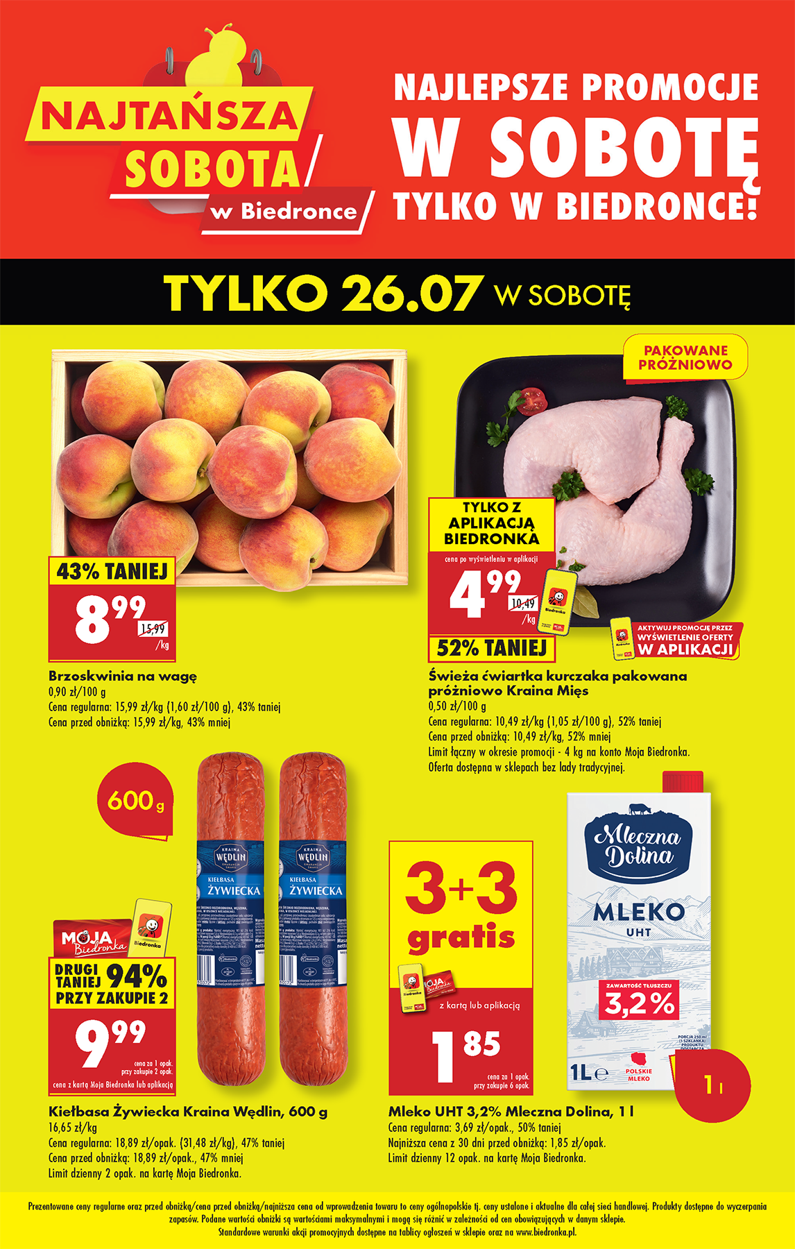 biedronka - Gazetka Biedronka - Najtańsza sobota ważna od 26.07. - 26.07.