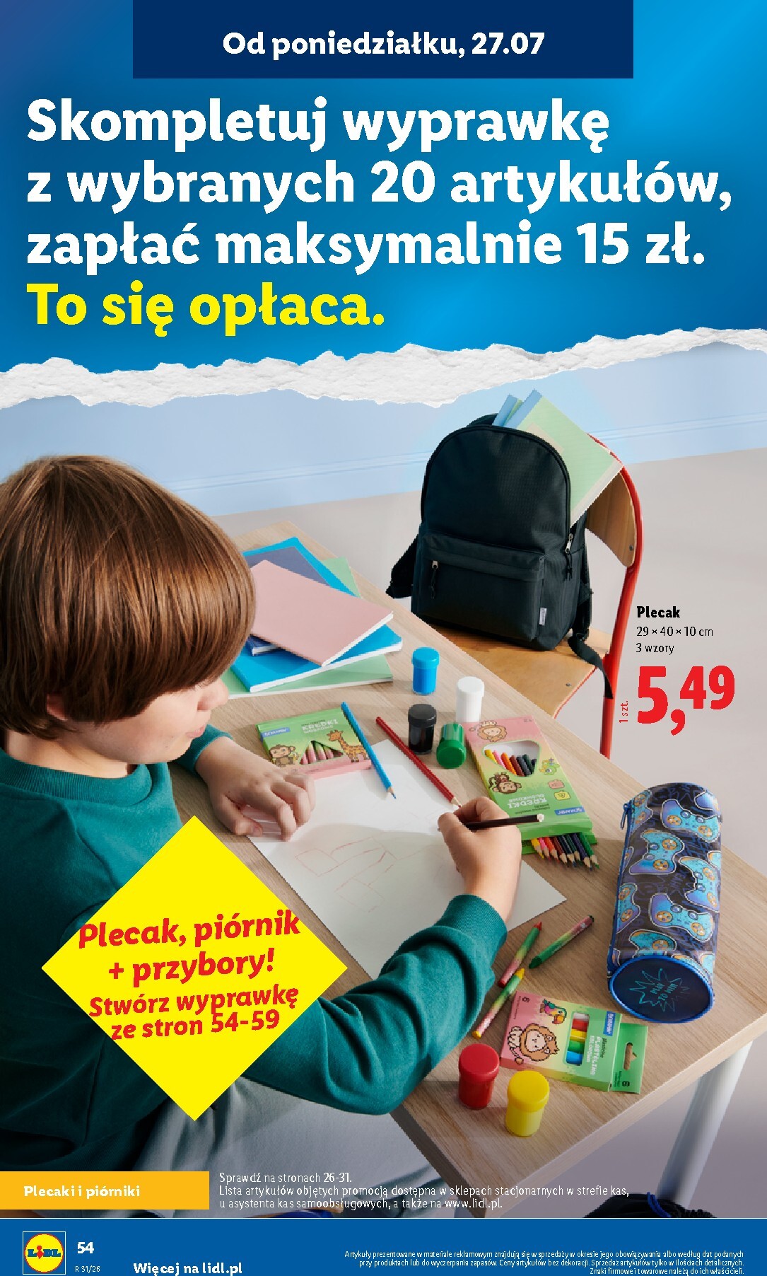 lidl - Aktualna gazetka Lidl - Kompletna wyprawka w megacenach ważna od 09.07.2026 do 30.09.2026 - page: 54