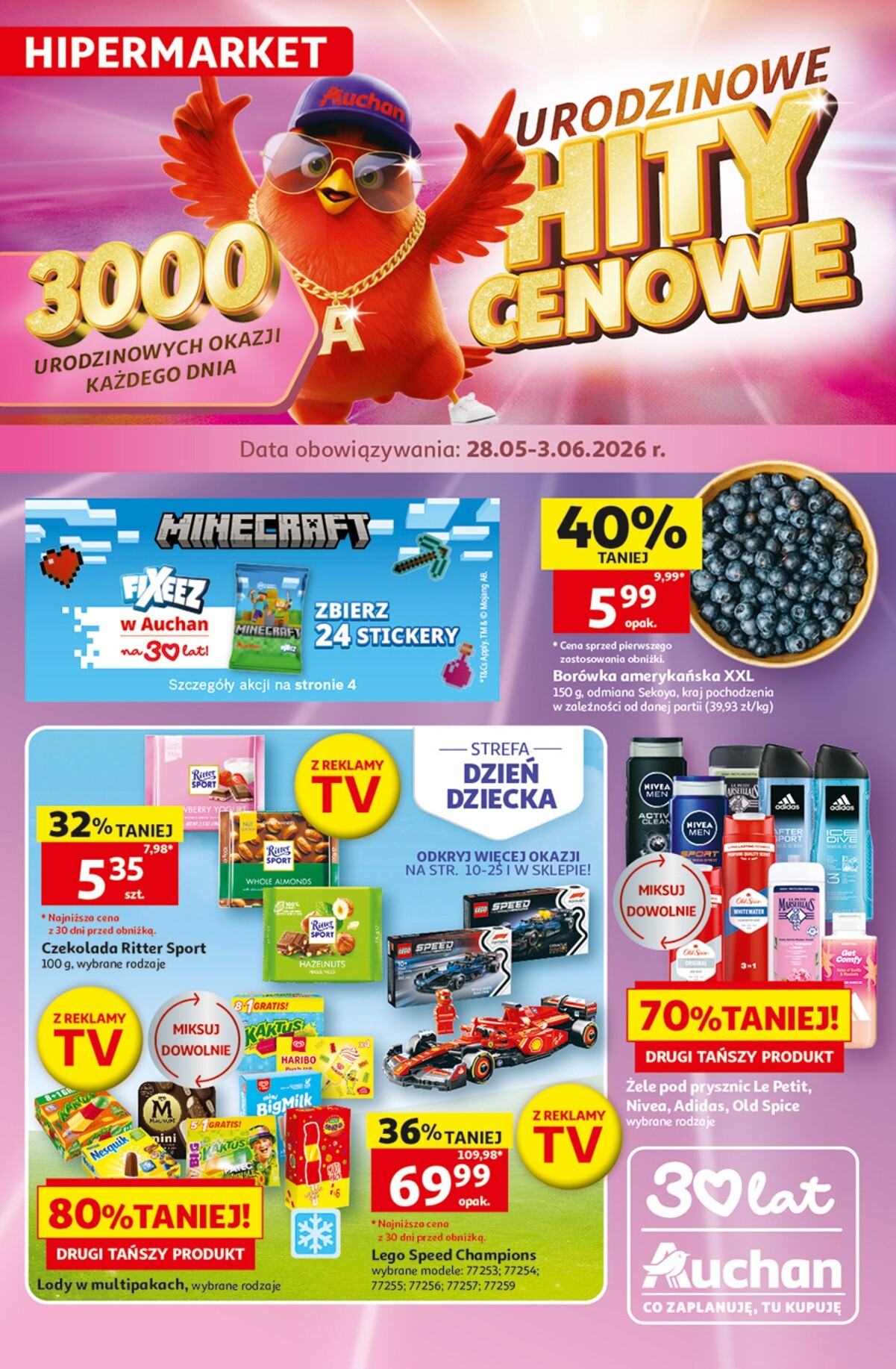 auchan - Nowa gazetka Auchan - Gazetka 30 Lat Hipermarket Auchan ważna od 28.05.2026 do 03.06.2026