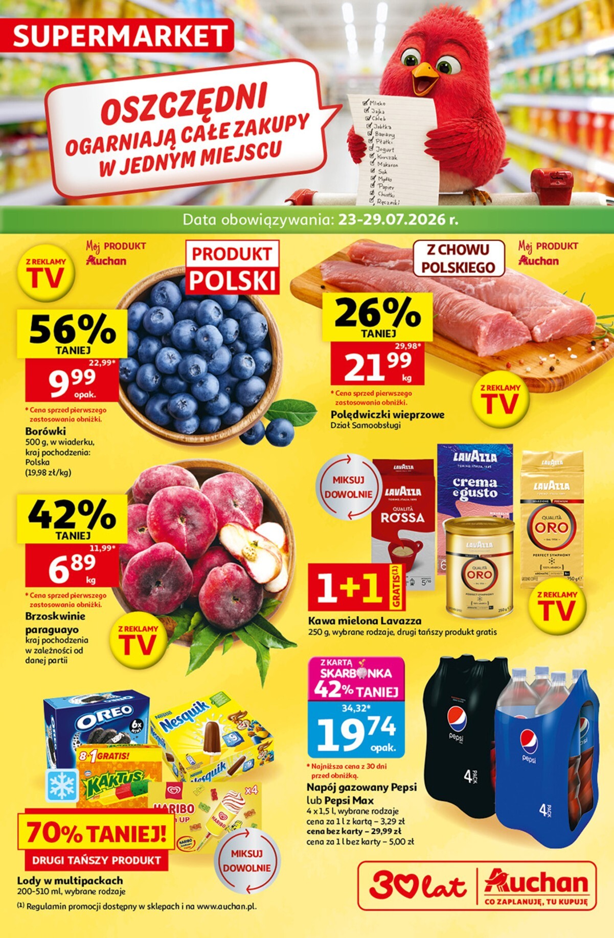 auchan - Nowa gazetka Auchan - Gazetka 30 Lat Supermarket Auchan ważna od 23.07.2026 do 29.07.2026