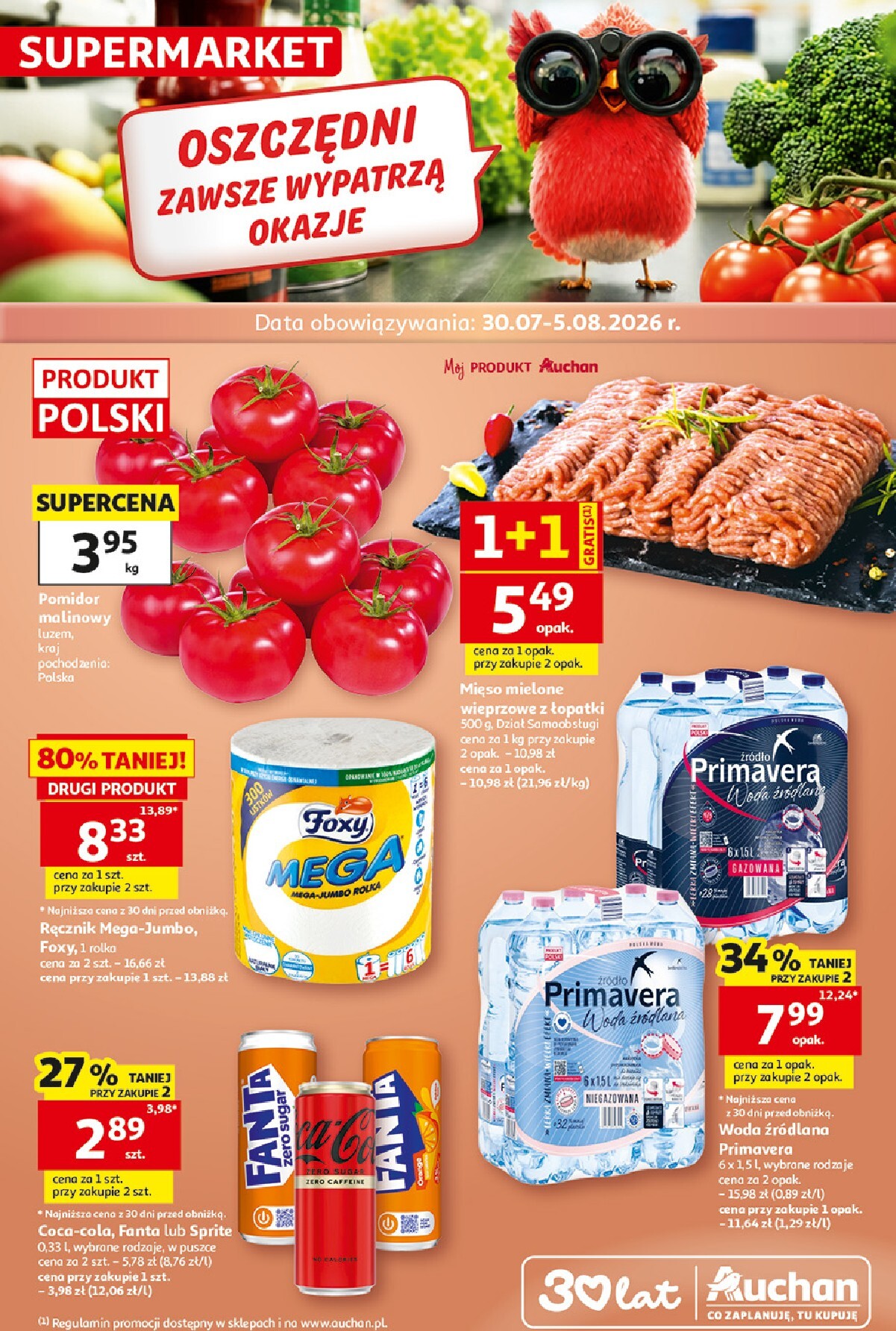 auchan - Nowa gazetka Auchan Supermarket ważna od 30.07.2026 do 05.08.2026
