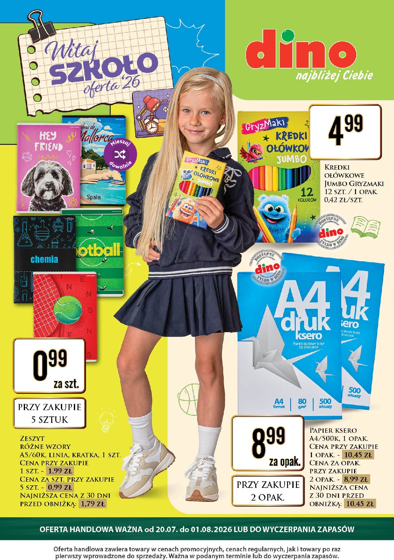 dino - Aktualna gazetka Dino - Katalog - Witaj szkoło 2026 ważna od 20.07.2026 do 01.08.2026