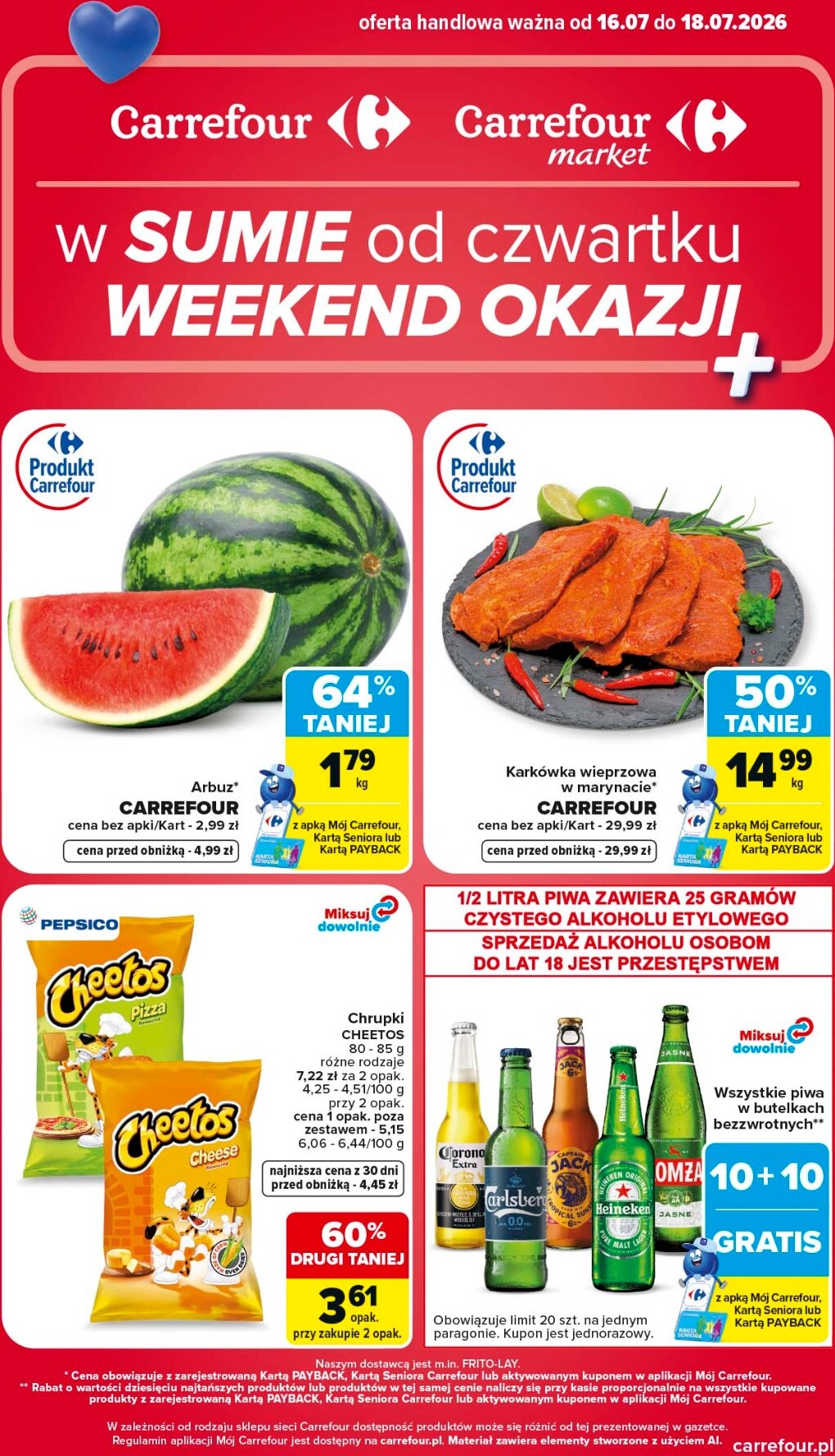 carrefour - Aktualna gazetka Carrefour - Weekend promek już od czwartku ważna od 16.07.2026 do 18.07.2026