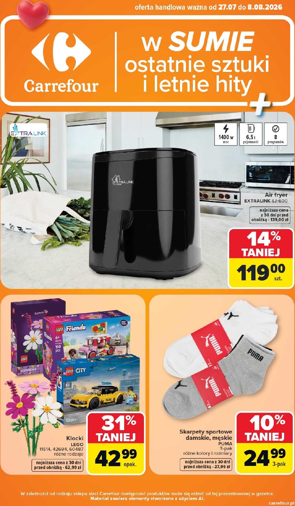 carrefour - Nowa gazetka Carrefour - W sumie ostatnie sztuki i letnie hity ważna od 27.07.2026 do 08.08.2026