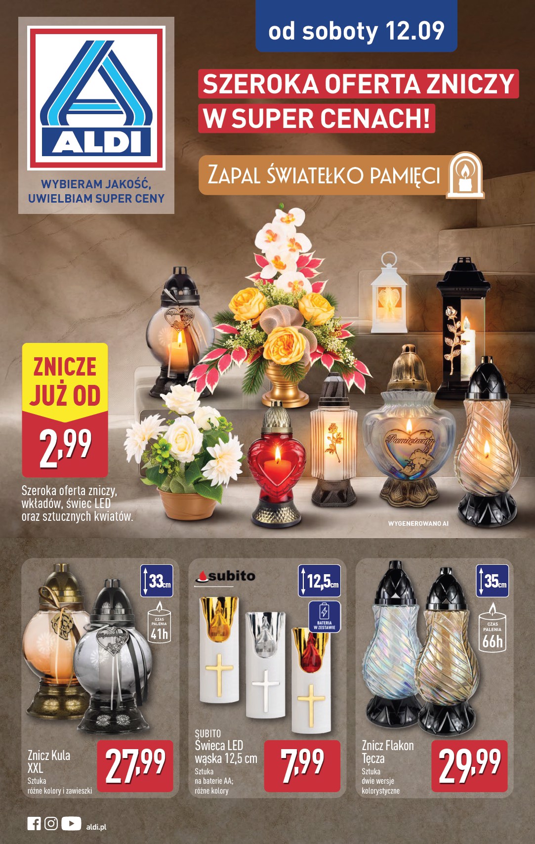 aldi - Nowa gazetka ALDI - Znicze i stroiki ważna od 12.09.2026 do 30.09.2026