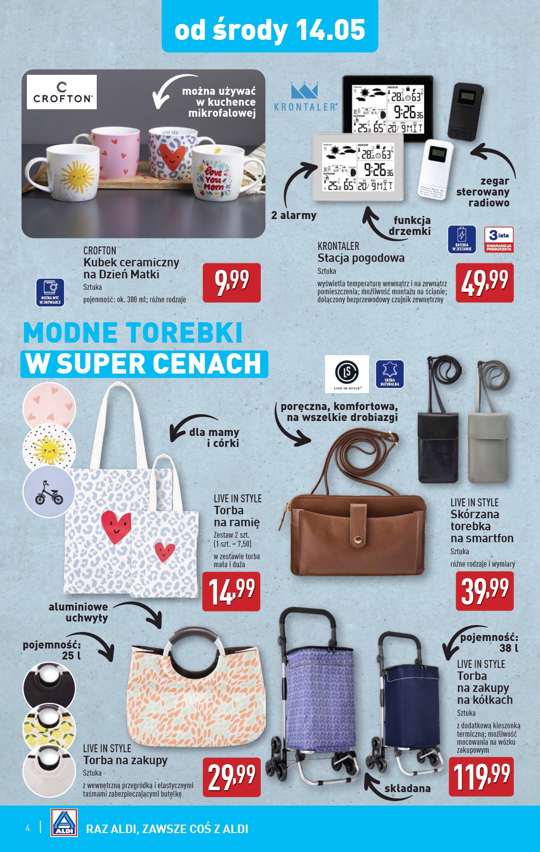 aldi - ALDI - Artykuły przemysłowe i tekstylia gazetka ważna od 14.05. - 17.05. - page: 4