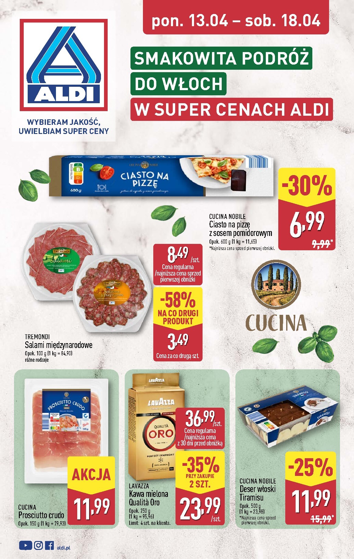 aldi - Nowa gazetka ALDI - Smakowita podróż do Włoch ważna od 13.04.2026 do 18.04.2026