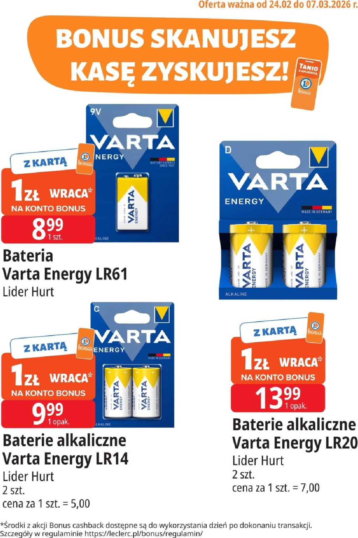 e-leclerc - Gazetka E.Leclerc - Bonus skanujesz kasę zyskujesz - ważna od 24.02.2026 do 07.03.2026