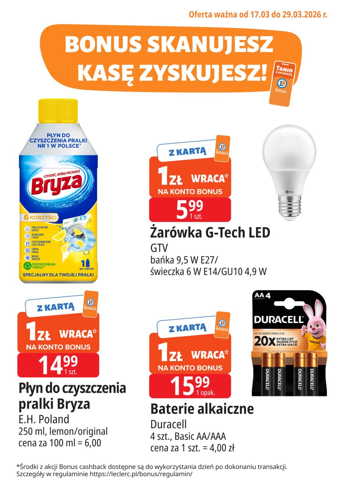 e-leclerc - Gazetka E.Leclerc - Bonus skanujesz kasę zyskujesz - ważna od 17.03.2026 do 29.03.2026 - page: 1