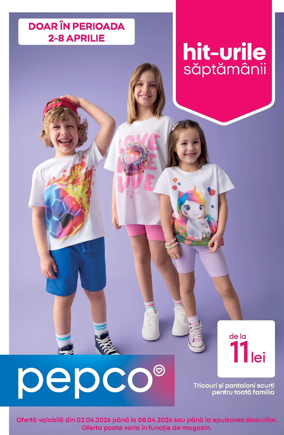 pepco - Catalog Pepco - Tricouri și pantaloni scurți online – oferte valabile din 02.04.2026