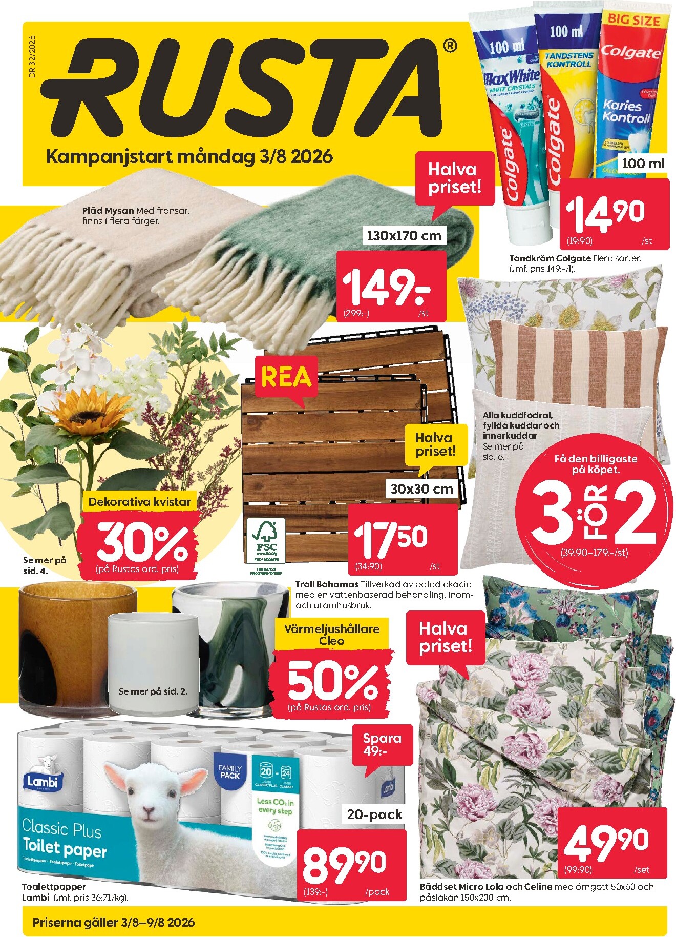 rusta - Aktuellt Rusta reklamblad från måndag, 03/08/2026 till söndag, 09/08/2026 - page: 1