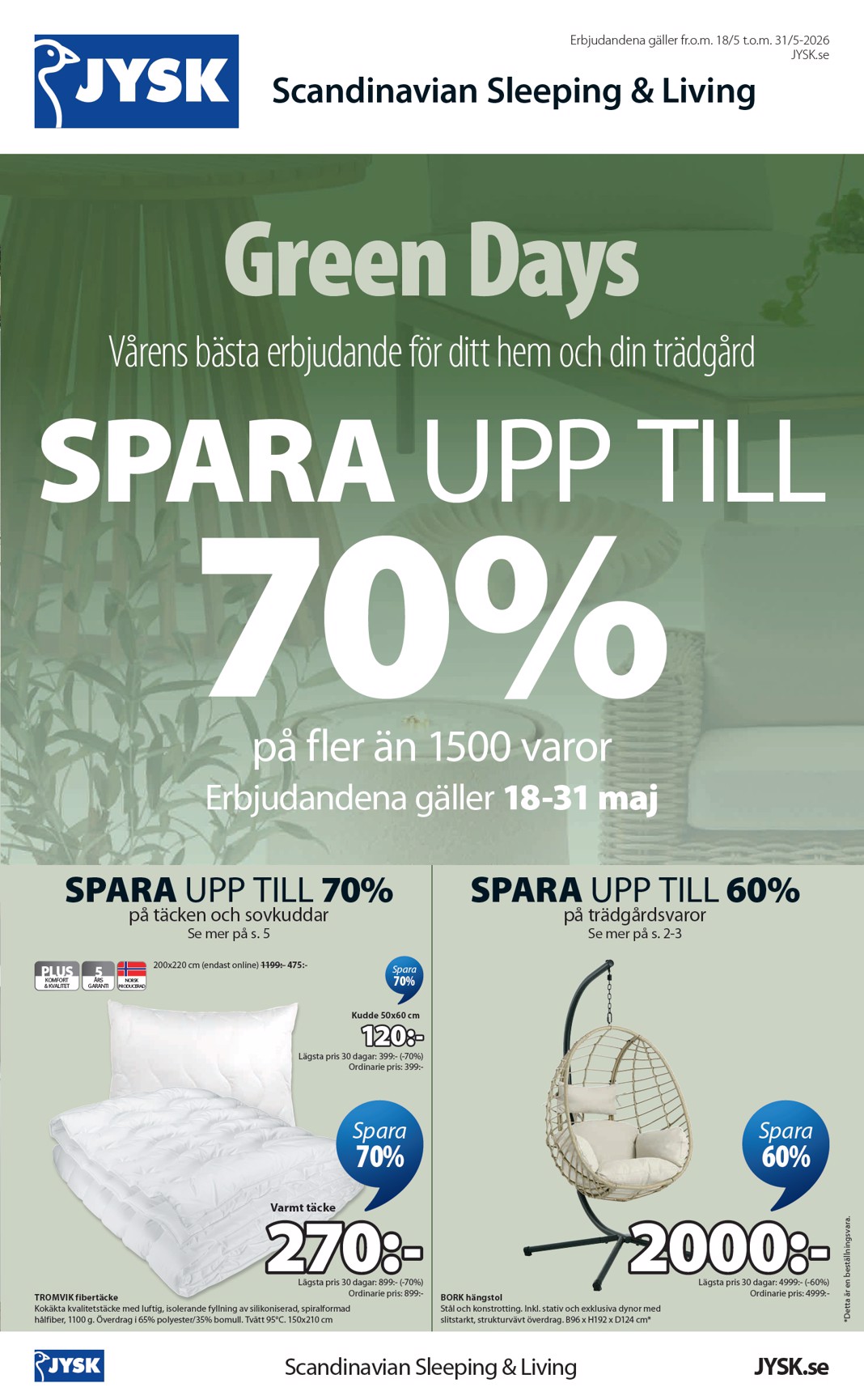 jysk - Aktuellt JYSK reklamblad från måndag, 18/05/2026 till söndag, 31/05/2026