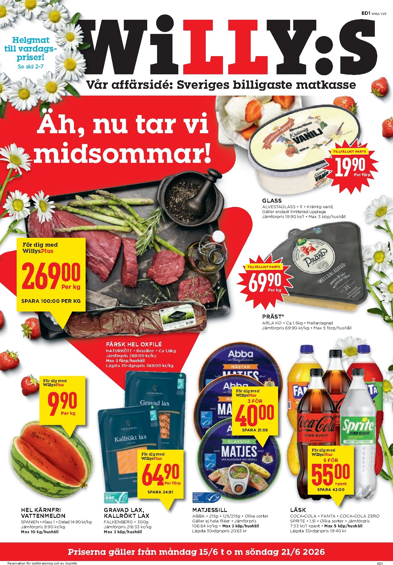 willy-s - Aktuellt Willy's reklamblad från måndag, 15/06/2026 till söndag, 21/06/2026 - page: 1