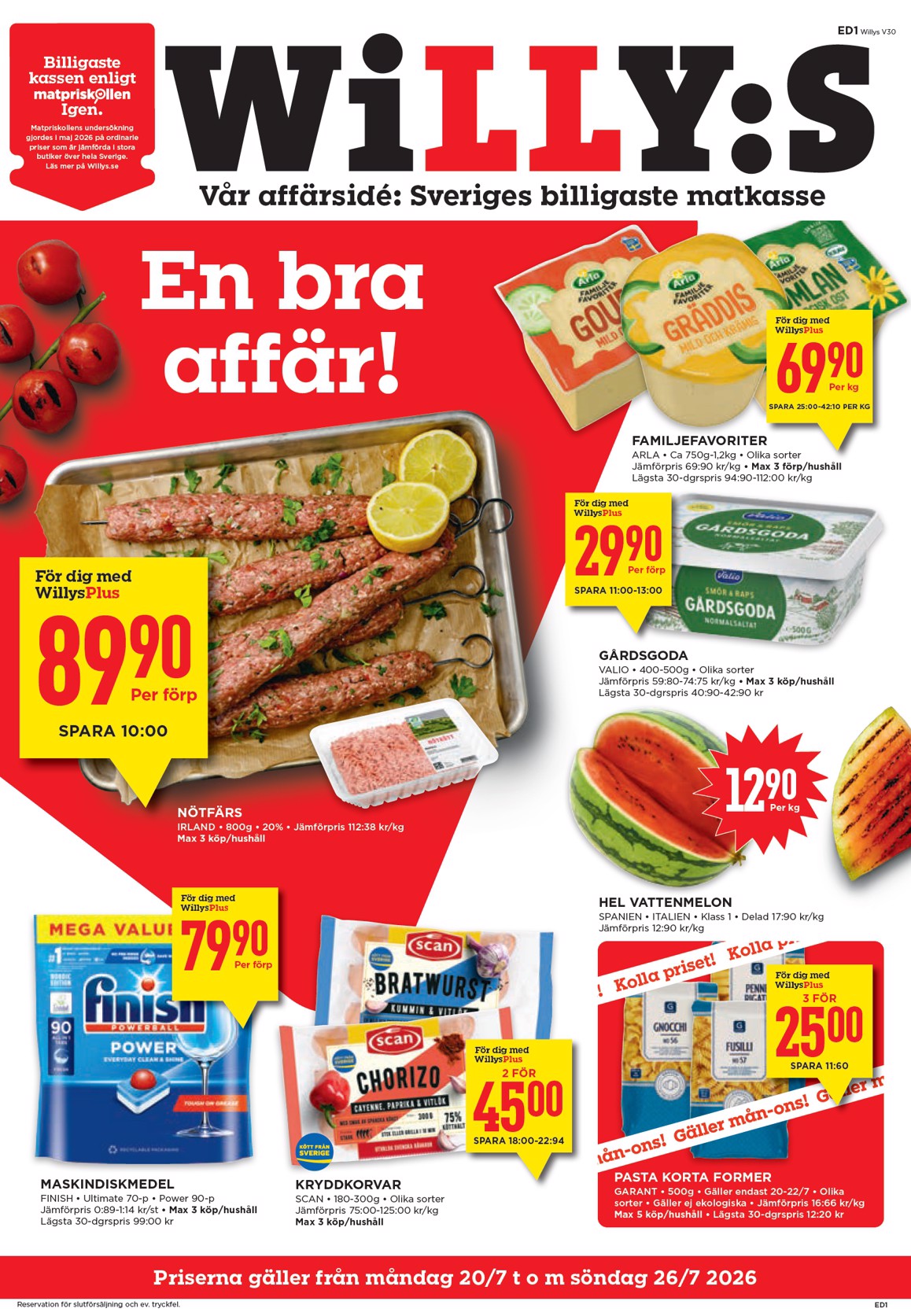 willy-s - Aktuellt Willy's reklamblad från måndag, 20/07/2026 till söndag, 26/07/2026
