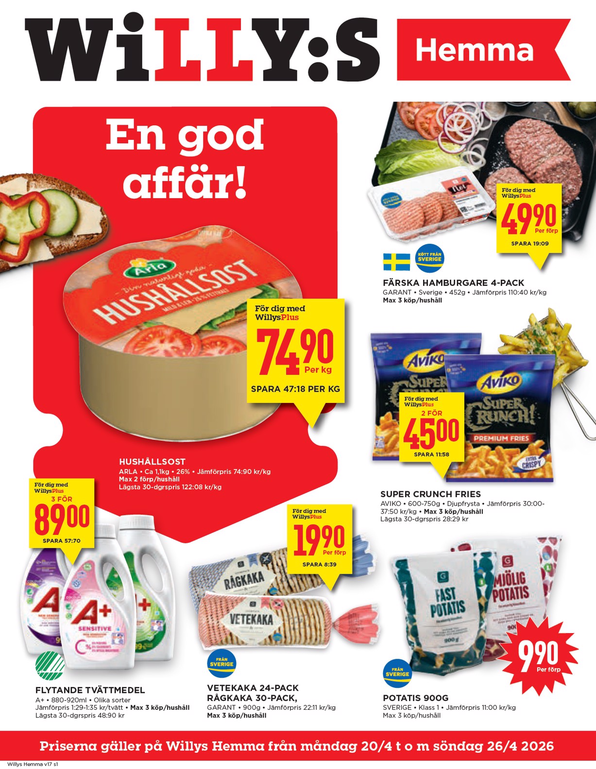 willy-s - Aktuellt Willy's - Hemma reklamblad giltigt från måndag 20/04/2026 till söndag 26/04/2026