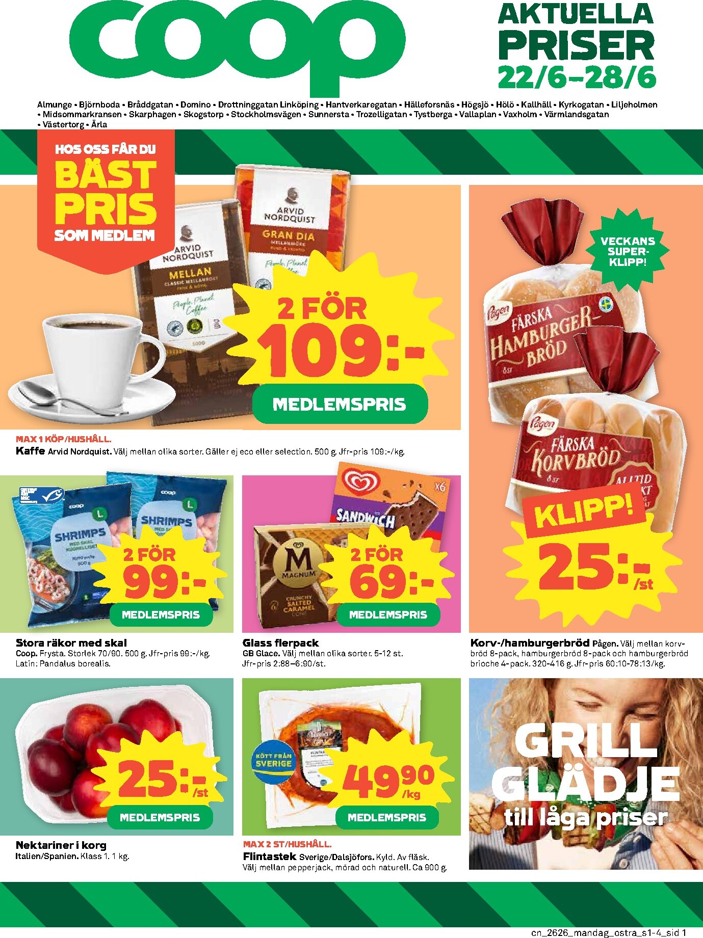 coop - Nytt Coop reklamblad från måndag, 22/06/2026 till söndag, 28/06/2026 - page: 1