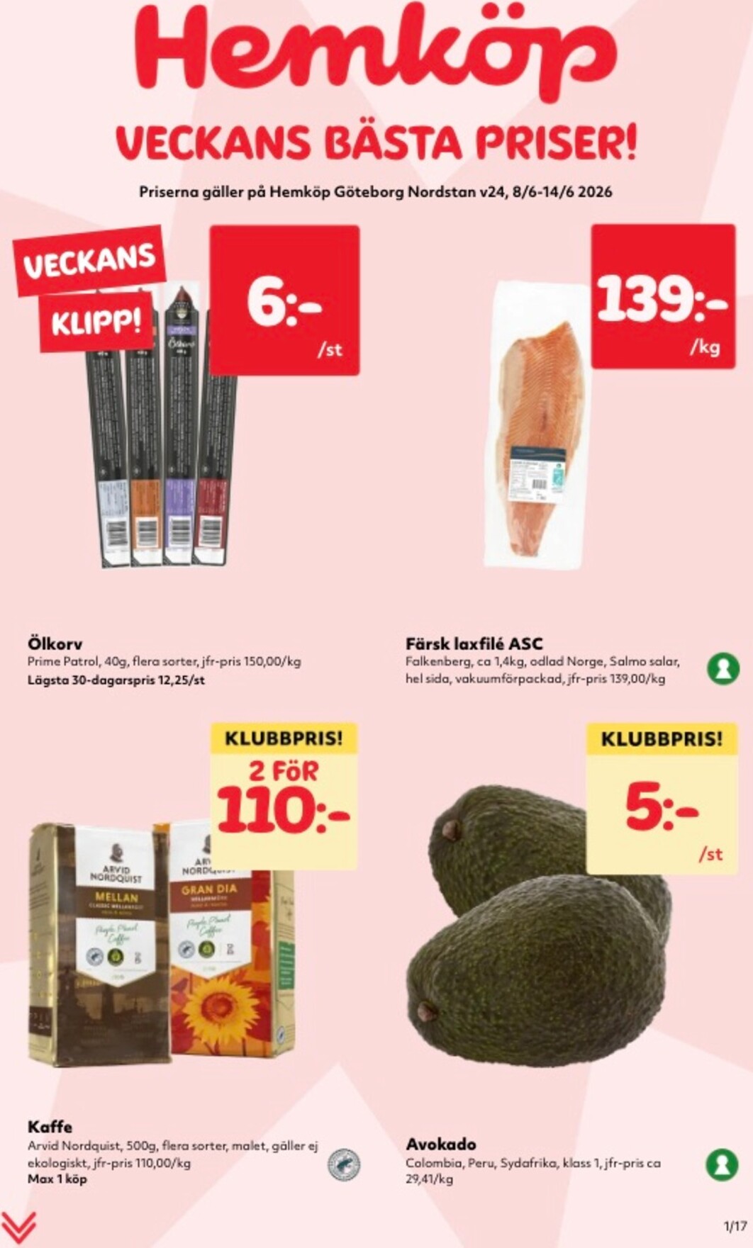 hemkop - Aktuellt Hemköp reklamblad från måndag, 08/06/2026 till söndag, 14/06/2026