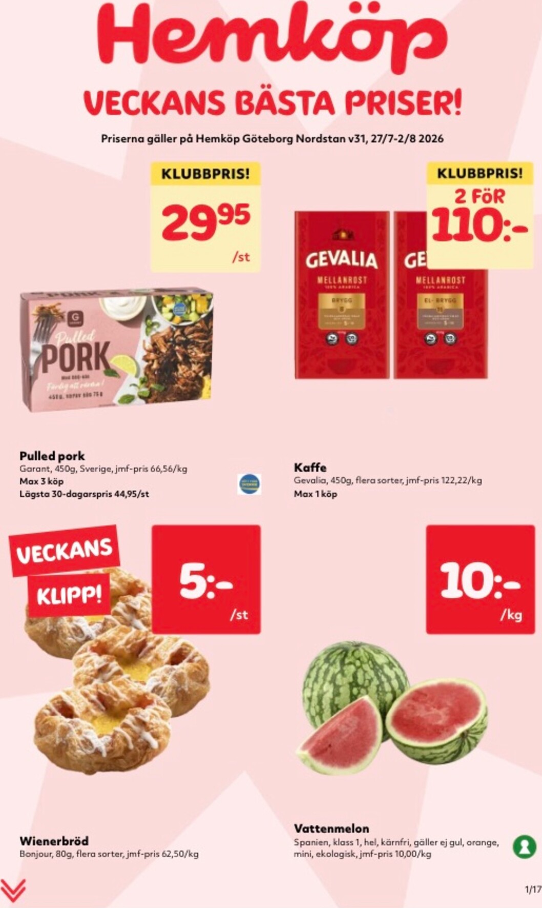 hemkop - Aktuellt Hemköp reklamblad från måndag, 27/07/2026 till söndag, 02/08/2026