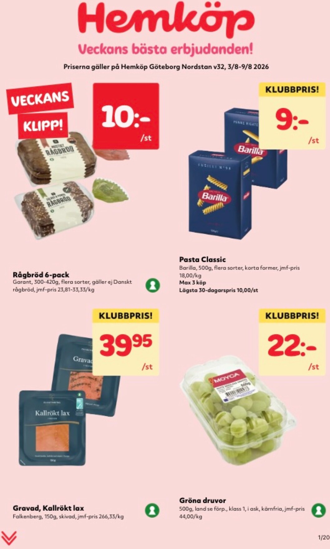 hemkop - Aktuellt Hemköp reklamblad från måndag, 03/08/2026 till söndag, 09/08/2026 - page: 1