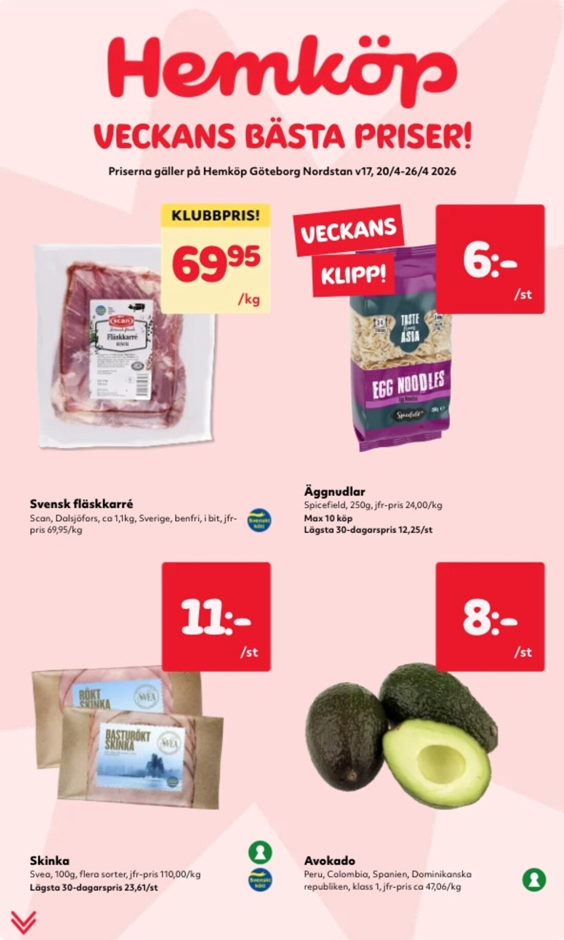hemkop - Aktuellt Hemköp reklamblad giltigt från måndag 20/04/2026 till söndag 26/04/2026