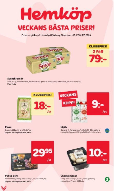 hemkop - Aktuellt Hemköp reklamblad giltigt från måndag 27/04/2026 till söndag 03/05/2026