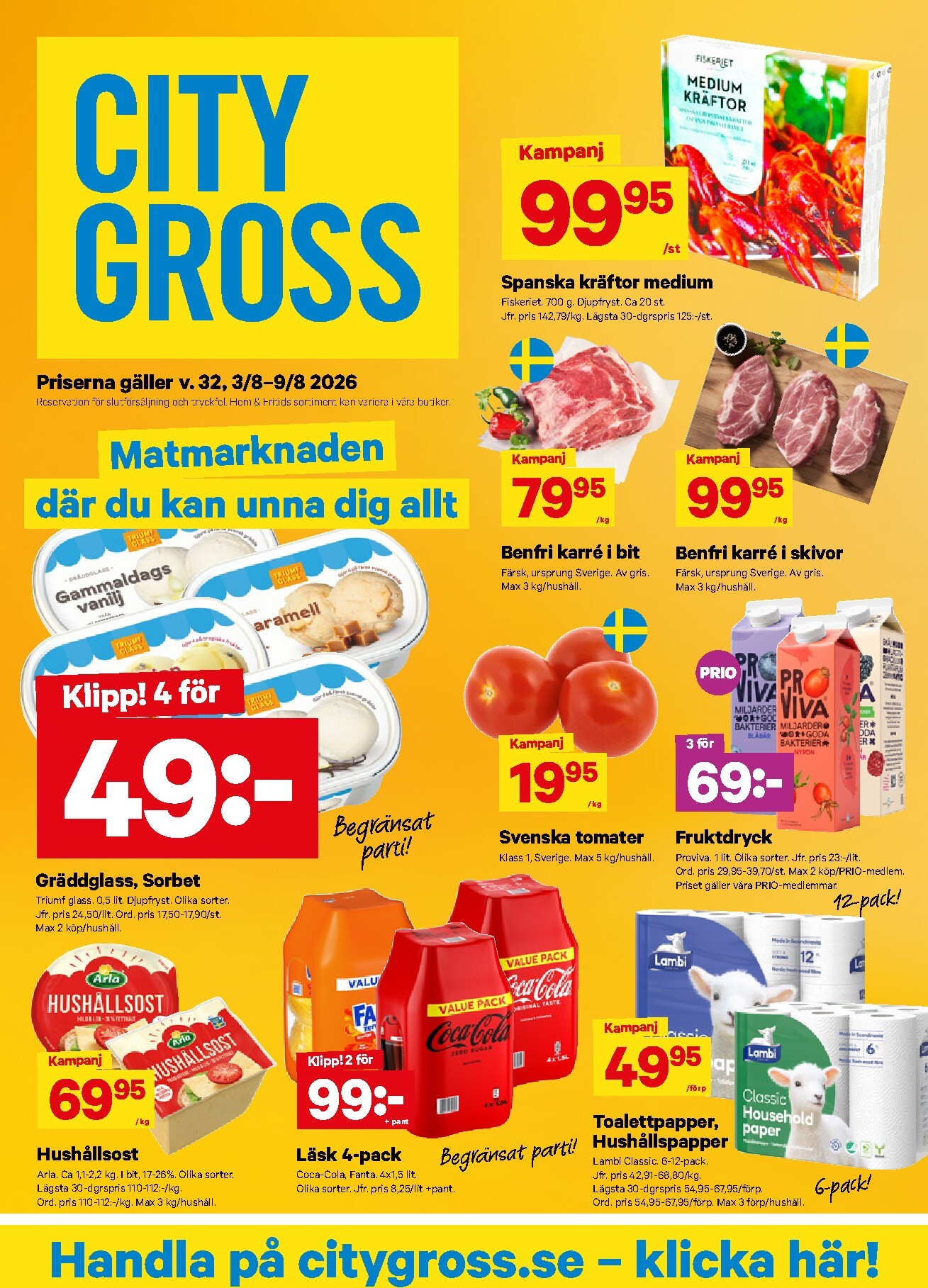 city-gross - Aktuellt City Gross reklamblad från måndag, 03/08/2026 till söndag, 09/08/2026 - page: 1